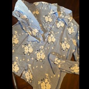 Light Blue Floral Button-Down Shirt